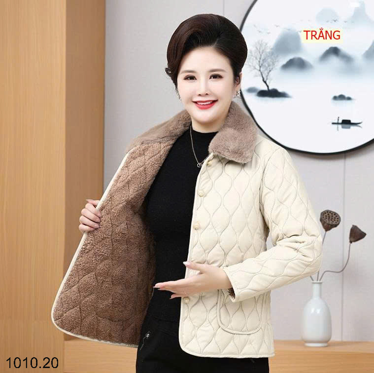 26HA1010.20 - ÁO KHOÁC DA LÓT LÔNG TRẦN TRÁM TRUNG NIÊN