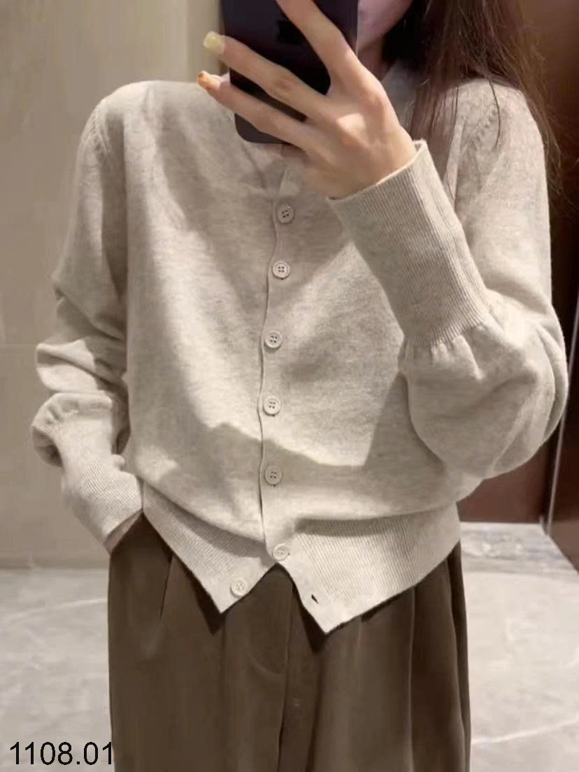 26HA1108.01 - ÁO LEN CARDIGAN TRƠN MÀU CHO NỮ