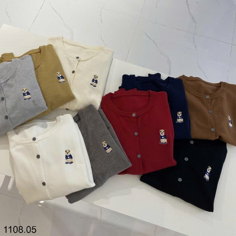 26HA1108.05 - ÁO CARDIGAN LEN HÌNH GẤU