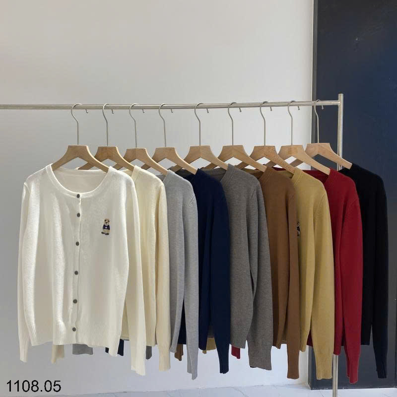 26HA1108.05 - ÁO CARDIGAN LEN HÌNH GẤU