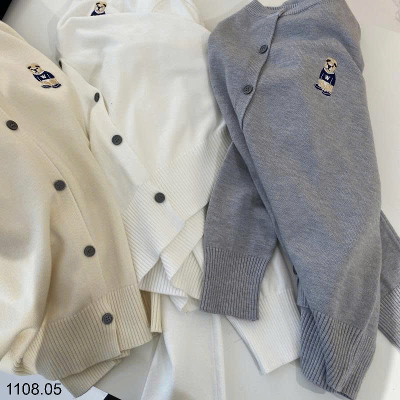 26HA1108.05 - ÁO CARDIGAN LEN HÌNH GẤU