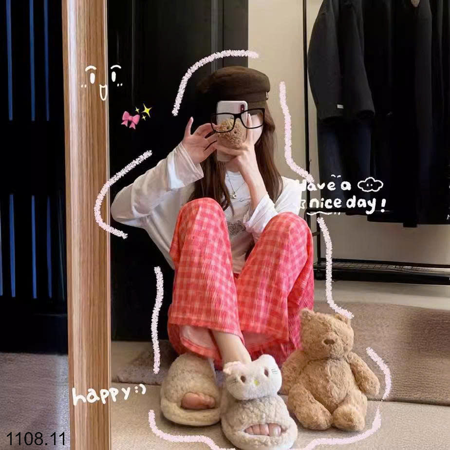 26HA1108.11 - SET 2 QUẦN KẺ NỮ HÌNH TIM
