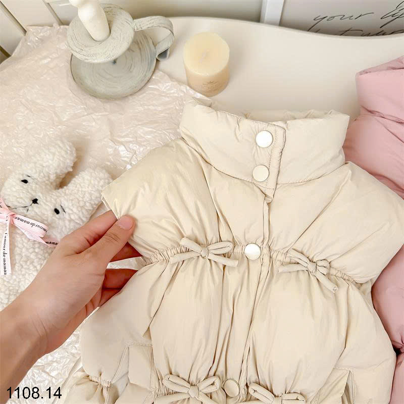 26HA1108.14 - ÁO GILE CAO CỔ THẮT NƠ BÉ GÁI SIÊU XINH