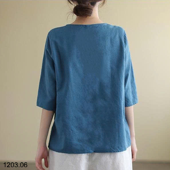 26HA1203.06 - ÁO ĐŨI TAY LỬNG THÊU HOA CHO NỮ