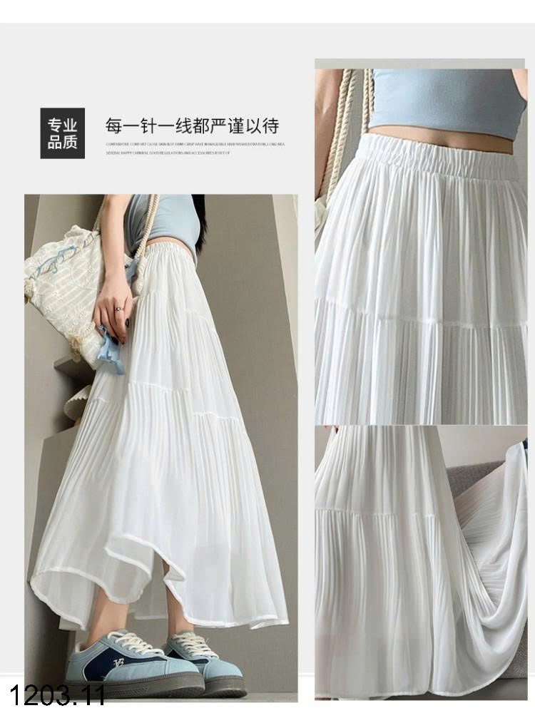 26HA1203.11 - CHÂN VÁY MIDI XẾP LY CHỮ A DÁNG DÀI