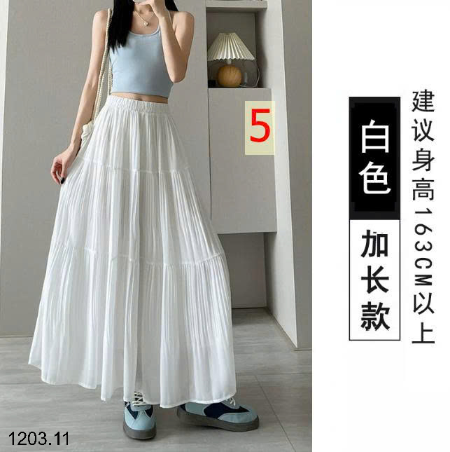 26HA1203.11 - CHÂN VÁY MIDI XẾP LY CHỮ A DÁNG DÀI