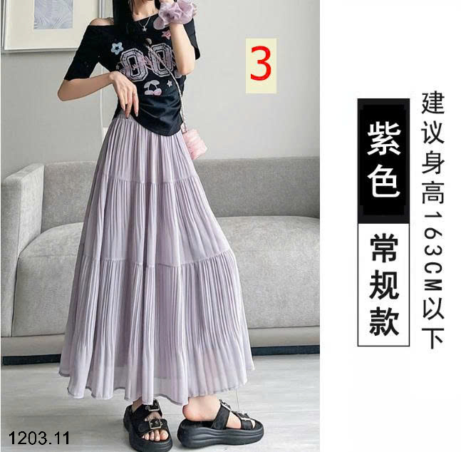 26HA1203.11 - CHÂN VÁY MIDI XẾP LY CHỮ A DÁNG DÀI