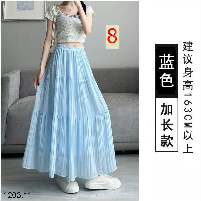 26HA1203.11 - CHÂN VÁY MIDI XẾP LY CHỮ A DÁNG DÀI