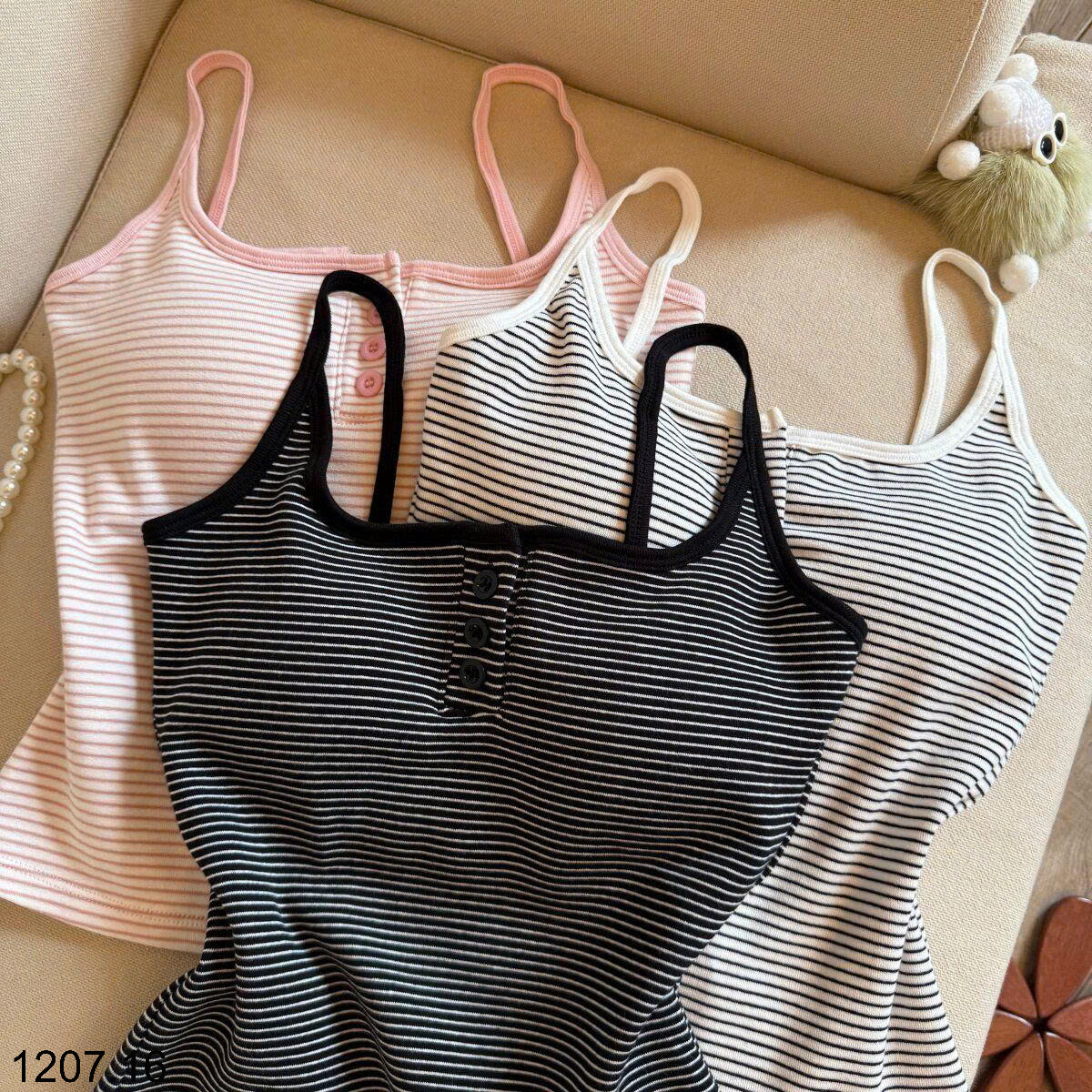 26HA1207.16 - SET 2 ÁO DÂY KẺ KÈM BRA CHO NỮ