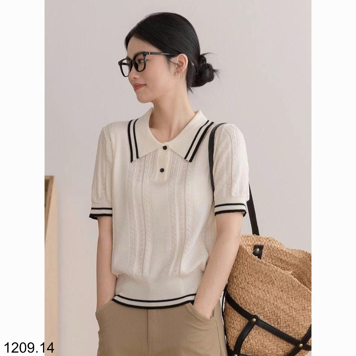 26HA1209.14 - ÁO POLO CỘC TAY MONGTEGHI MÙA THU CHO NỮ