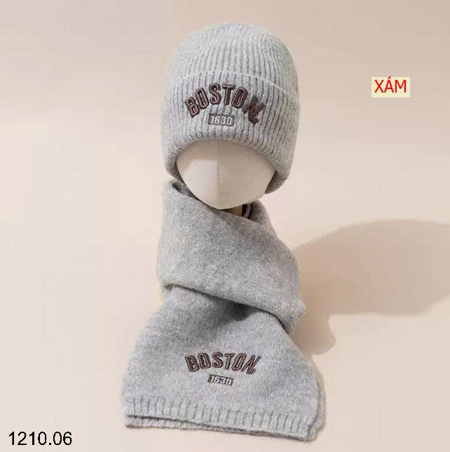 26HA1210.06 - SET KHĂN VÀ MŨ LEN BOSTON CHO BÉ