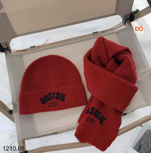 26HA1210.06 - SET KHĂN VÀ MŨ LEN BOSTON CHO BÉ
