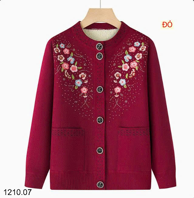 26HA1210.07 - CARDIGAN LÓT LÔNG DÀY CHO MẸ