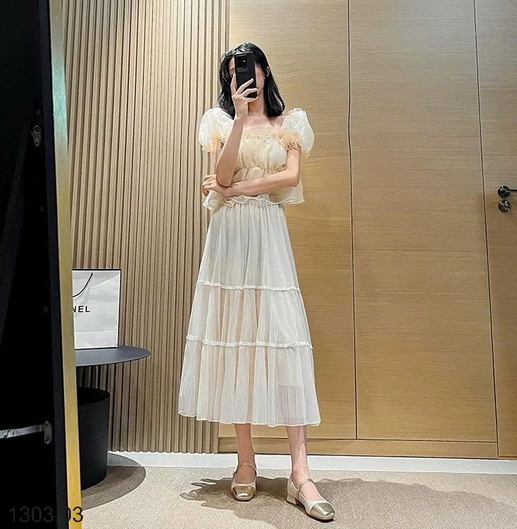 26HA1303.03 - GIÀY MARRY JANE ĐẾ VUÔNG HOA TRÀ