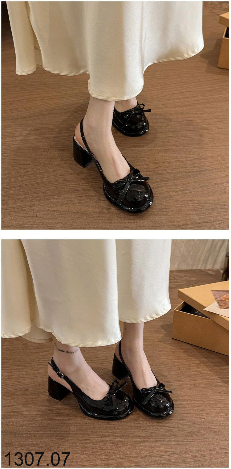 26HA1307.07 - GIÀY SANDAL HỞ GÓT ĐẾ VUÔNG NỮ