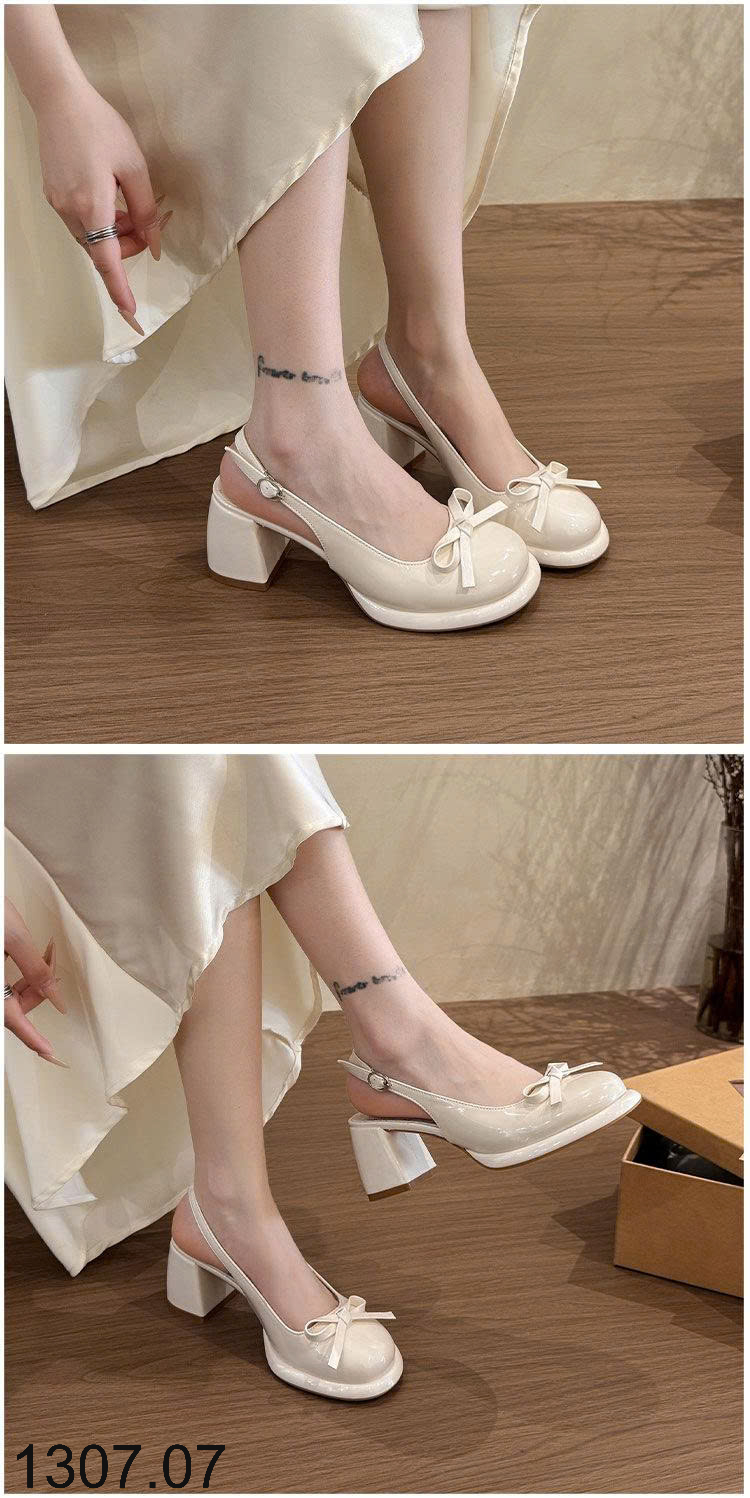 26HA1307.07 - GIÀY SANDAL HỞ GÓT ĐẾ VUÔNG NỮ