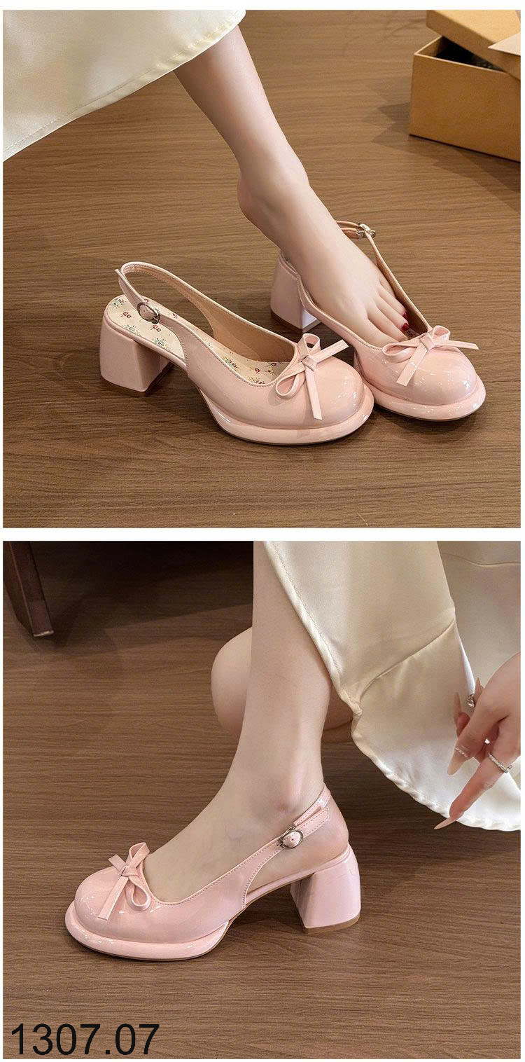 26HA1307.07 - GIÀY SANDAL HỞ GÓT ĐẾ VUÔNG NỮ