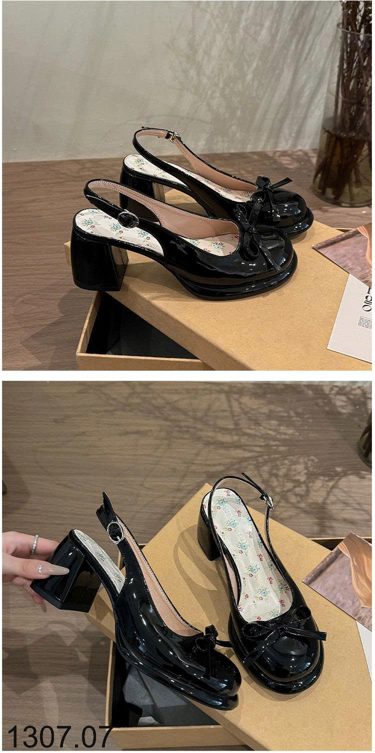 26HA1307.07 - GIÀY SANDAL HỞ GÓT ĐẾ VUÔNG NỮ