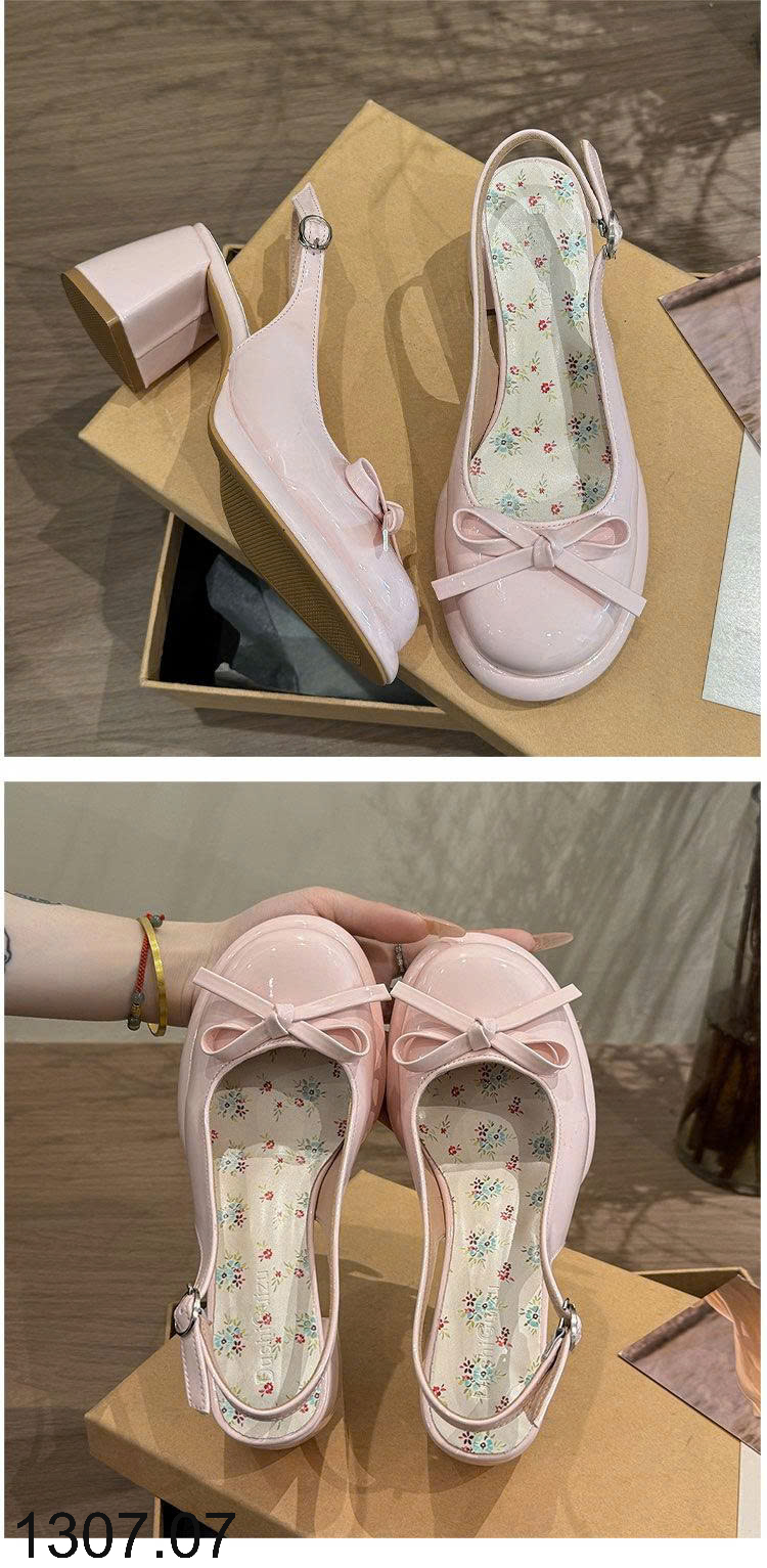 26HA1307.07 - GIÀY SANDAL HỞ GÓT ĐẾ VUÔNG NỮ