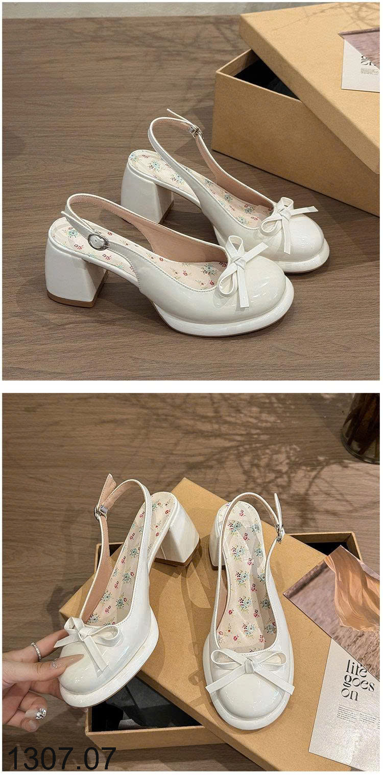 26HA1307.07 - GIÀY SANDAL HỞ GÓT ĐẾ VUÔNG NỮ