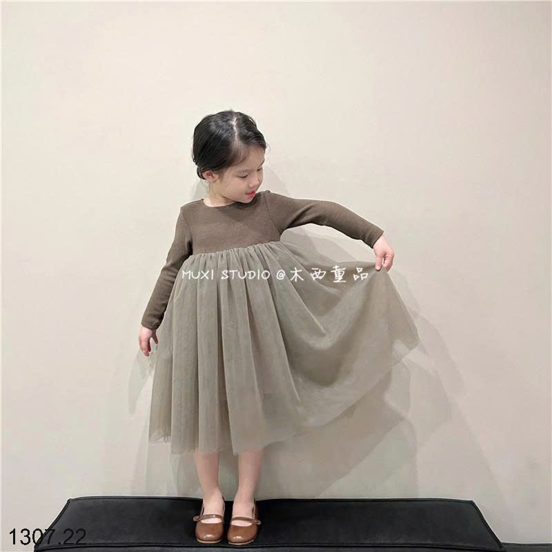 26HA1307.22 - VÁY DÀI TAY PHA VOAN BÉ GÁI