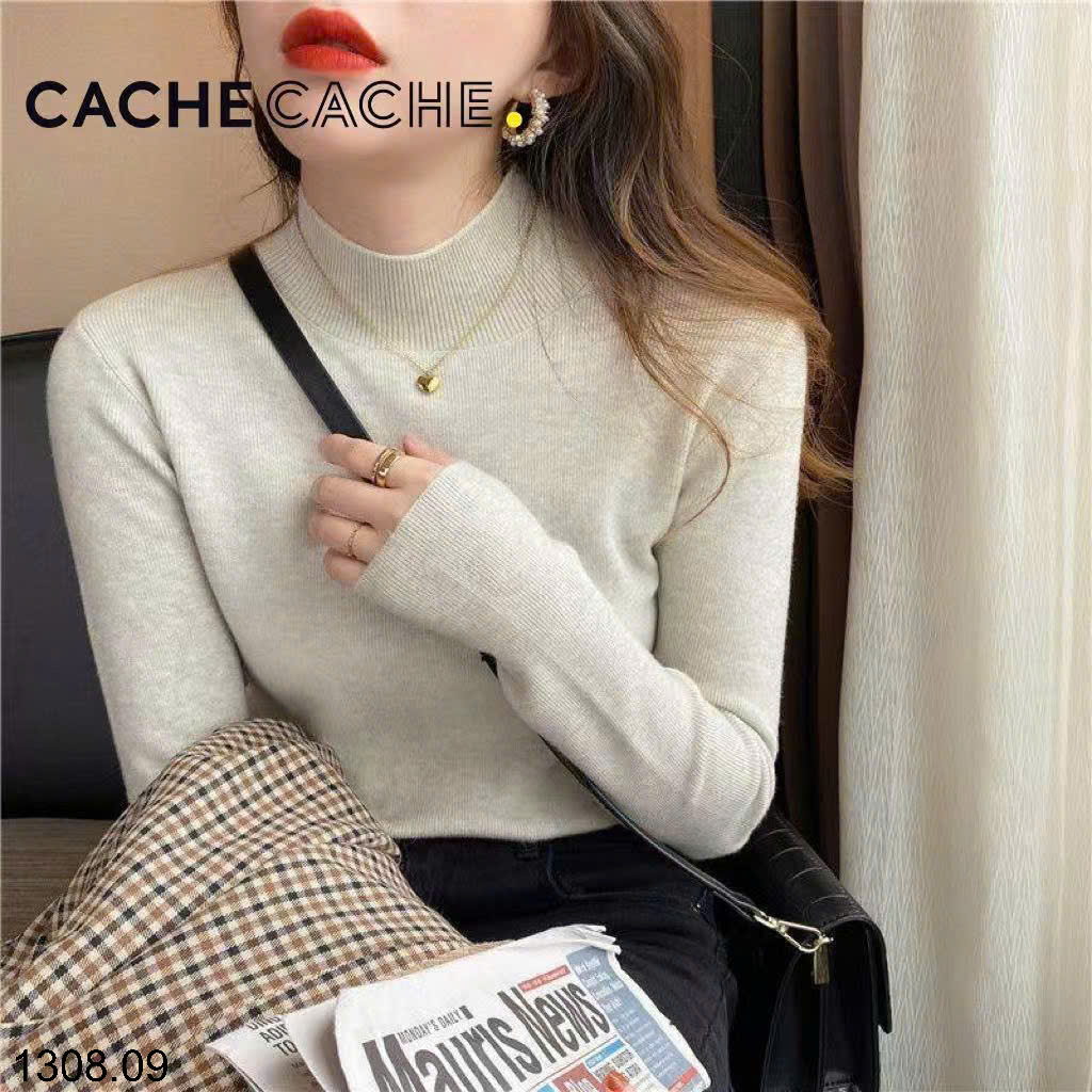 26HA1308.09 - ÁO LEN CỔ 3 PHÂN CACHE NỮ