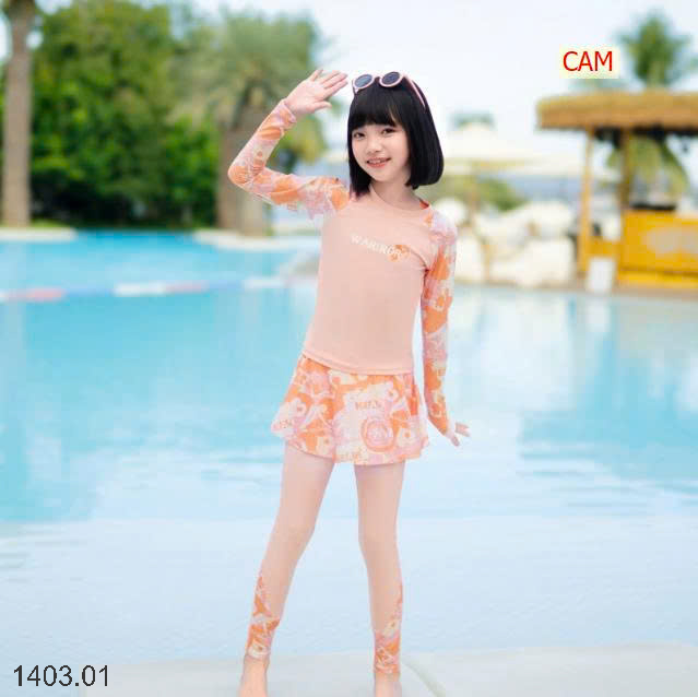 26HA1403.01 - SET BƠI 3 CHI TIẾT DÀI TAY CHO BÉ GÁI