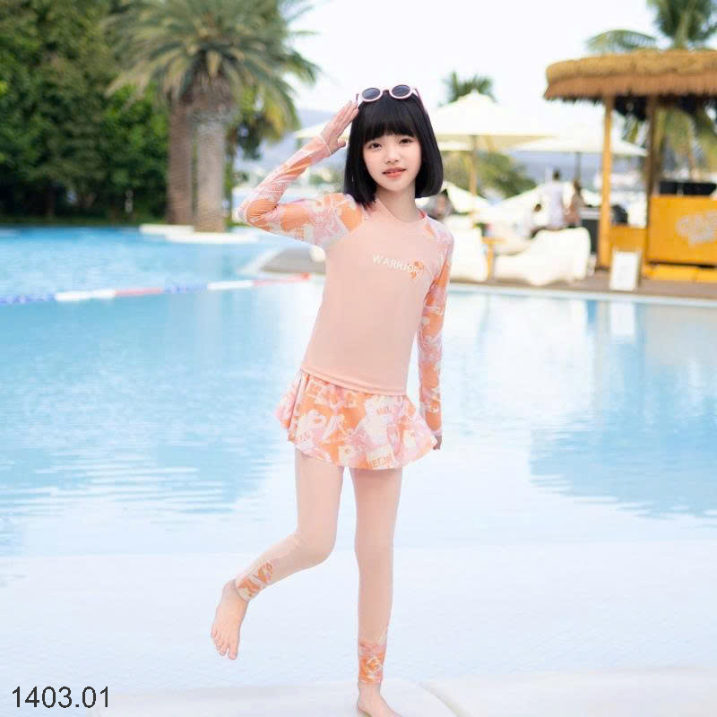 26HA1403.01 - SET BƠI 3 CHI TIẾT DÀI TAY CHO BÉ GÁI