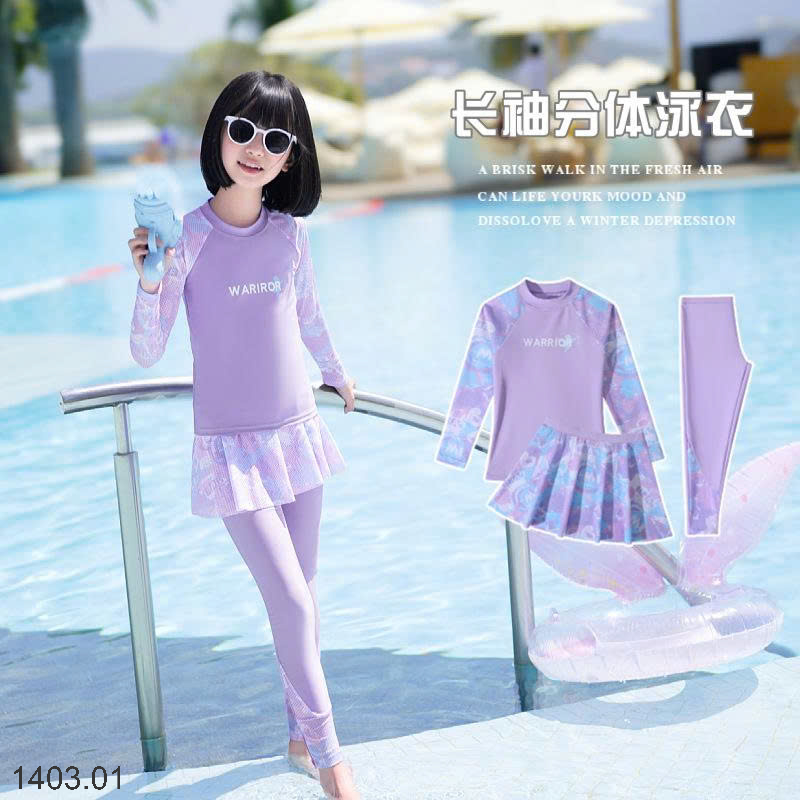 26HA1403.01 - SET BƠI 3 CHI TIẾT DÀI TAY CHO BÉ GÁI