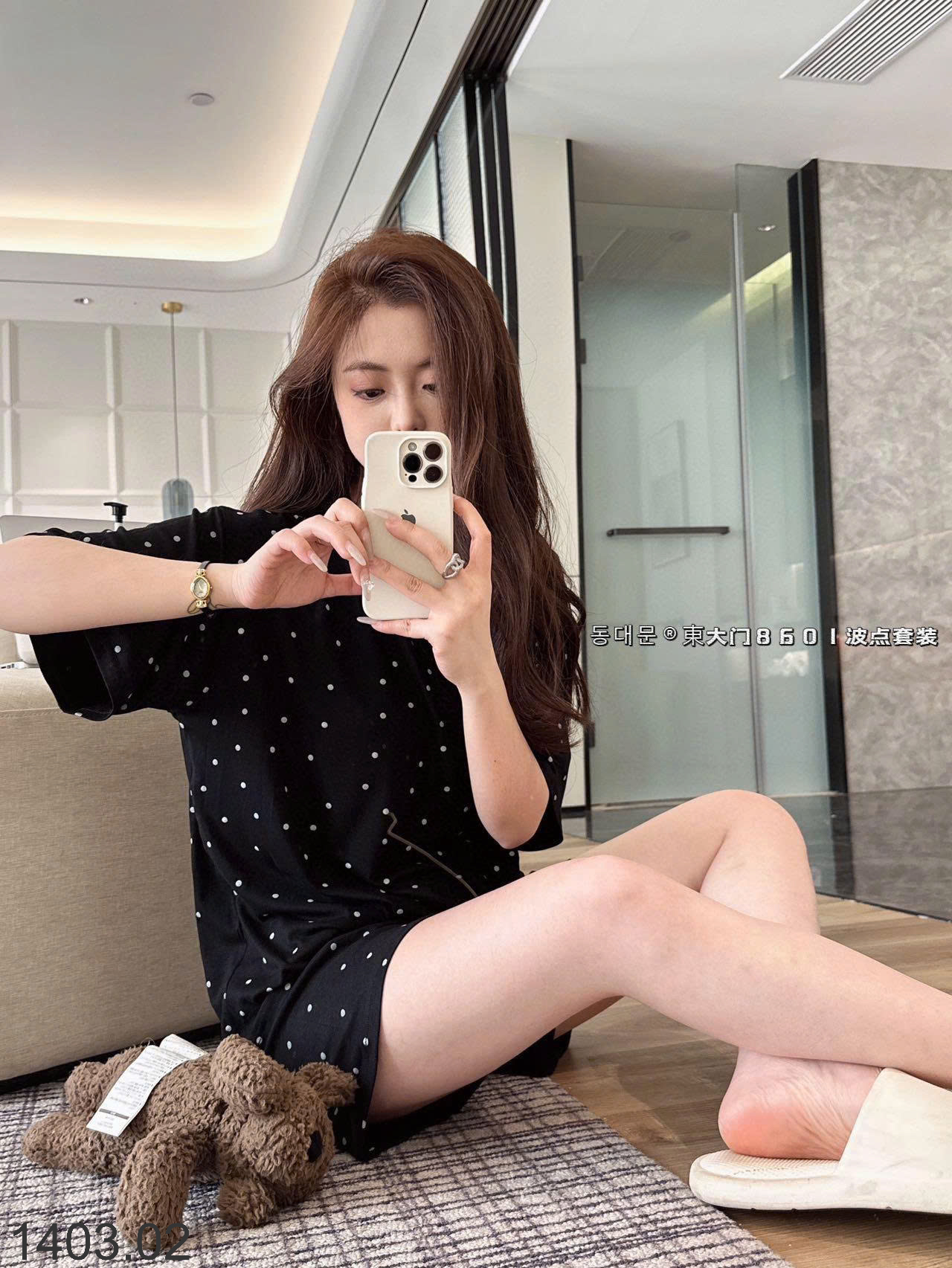 26HA1403.02 - BỘ ĐỒ NGỦ CHẤM BI KIỂU HÀN QUỐC DONGDAEMUN