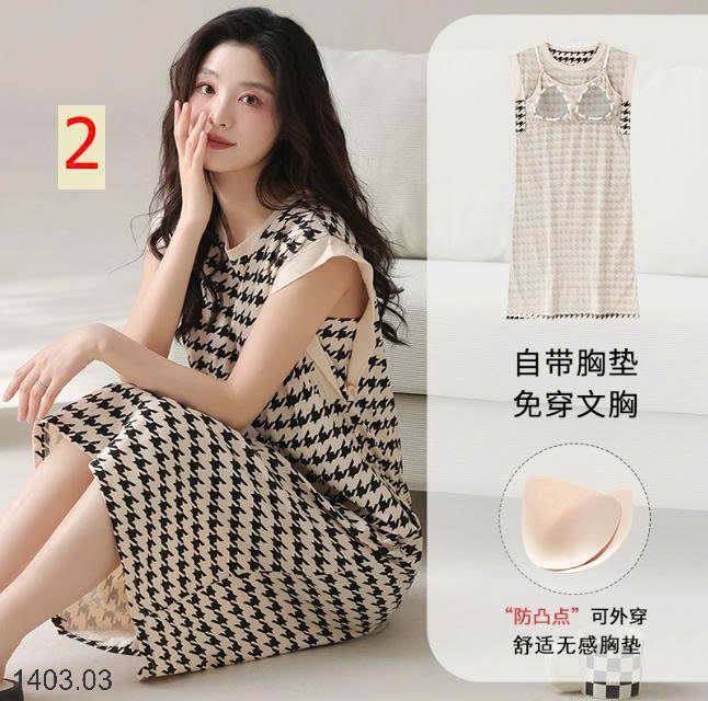 26HA1403.03 - VÁY NGỦ SÁT NÁCH KÈM BRA
