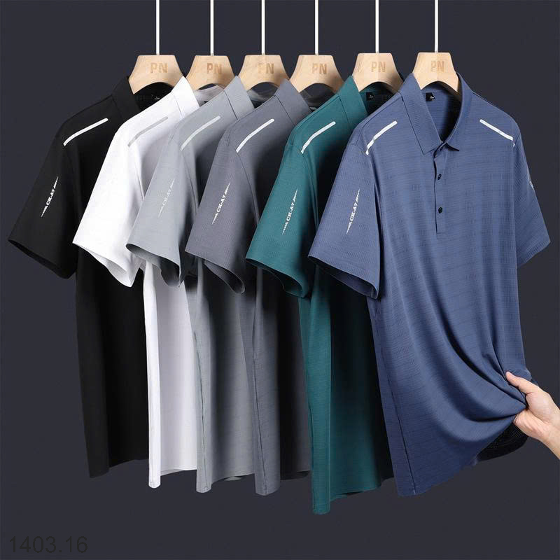 26HA1403.16 - ÁO POLO LỤA BĂNG NAM