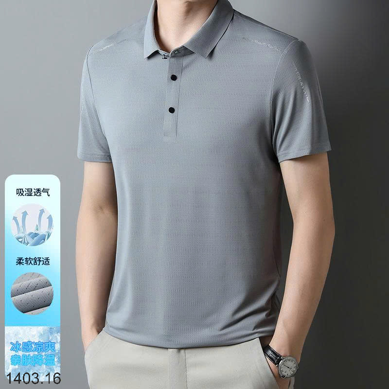 26HA1403.16 - ÁO POLO LỤA BĂNG NAM
