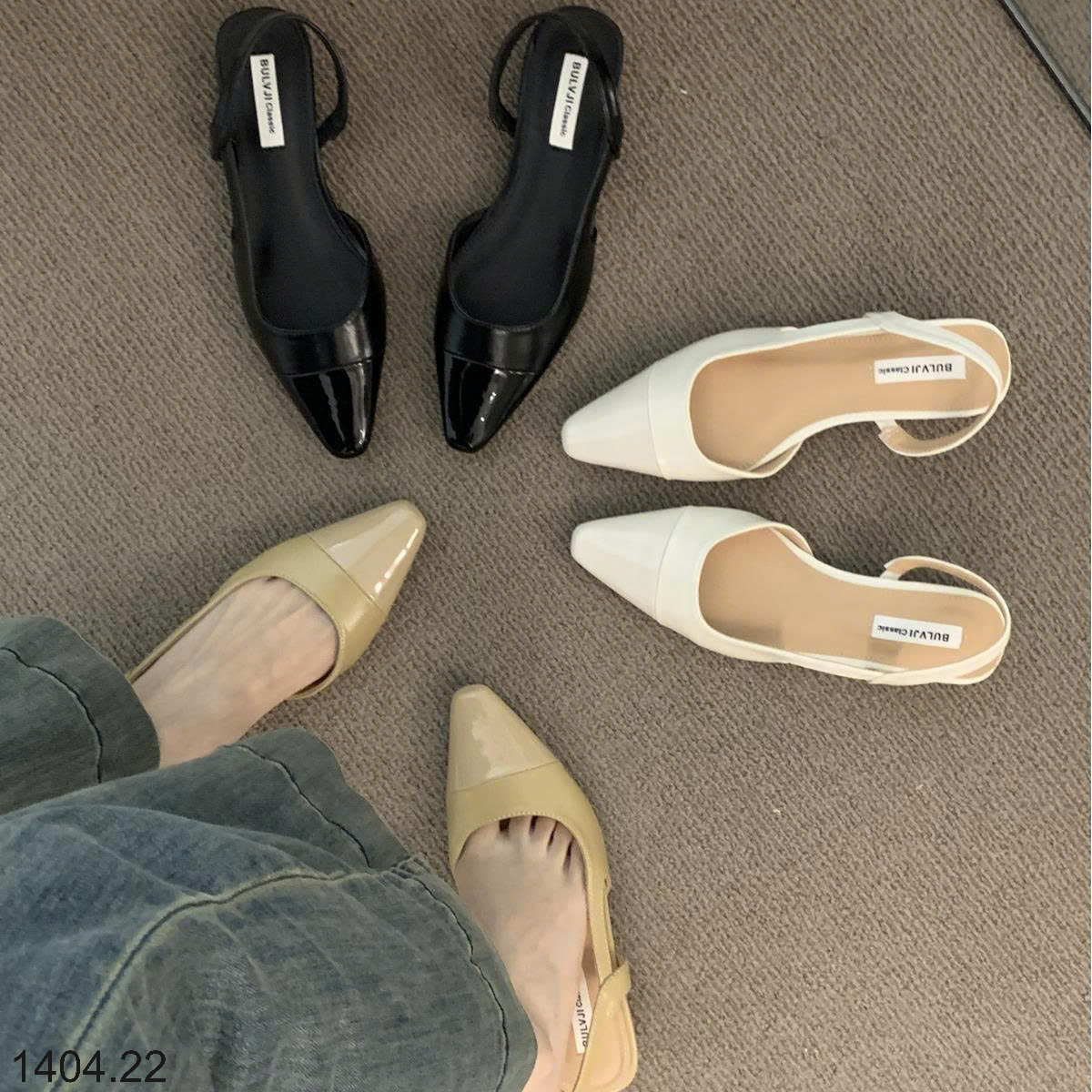26HA1404.22 - GIÀY SANDAL ĐẾ THẤP MŨI KÍN