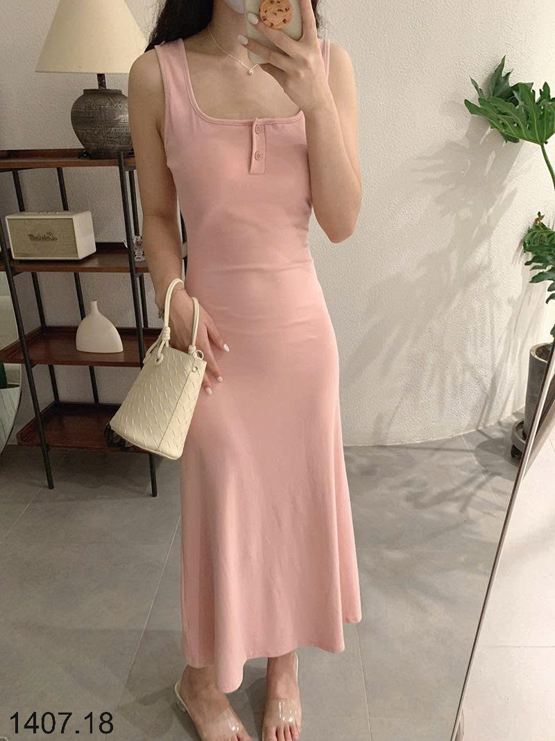 26HA1407.18 - VÁY BA LỖ DÁNG DÀI BASIC CHO NỮ
