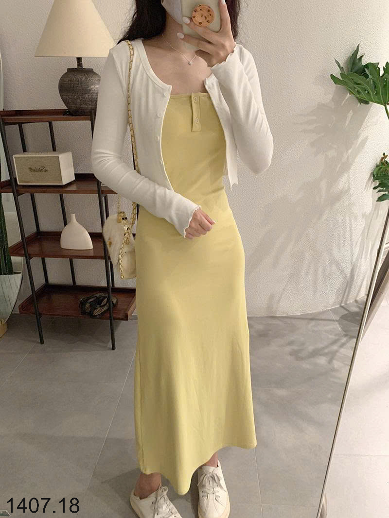 26HA1407.18 - VÁY BA LỖ DÁNG DÀI BASIC CHO NỮ