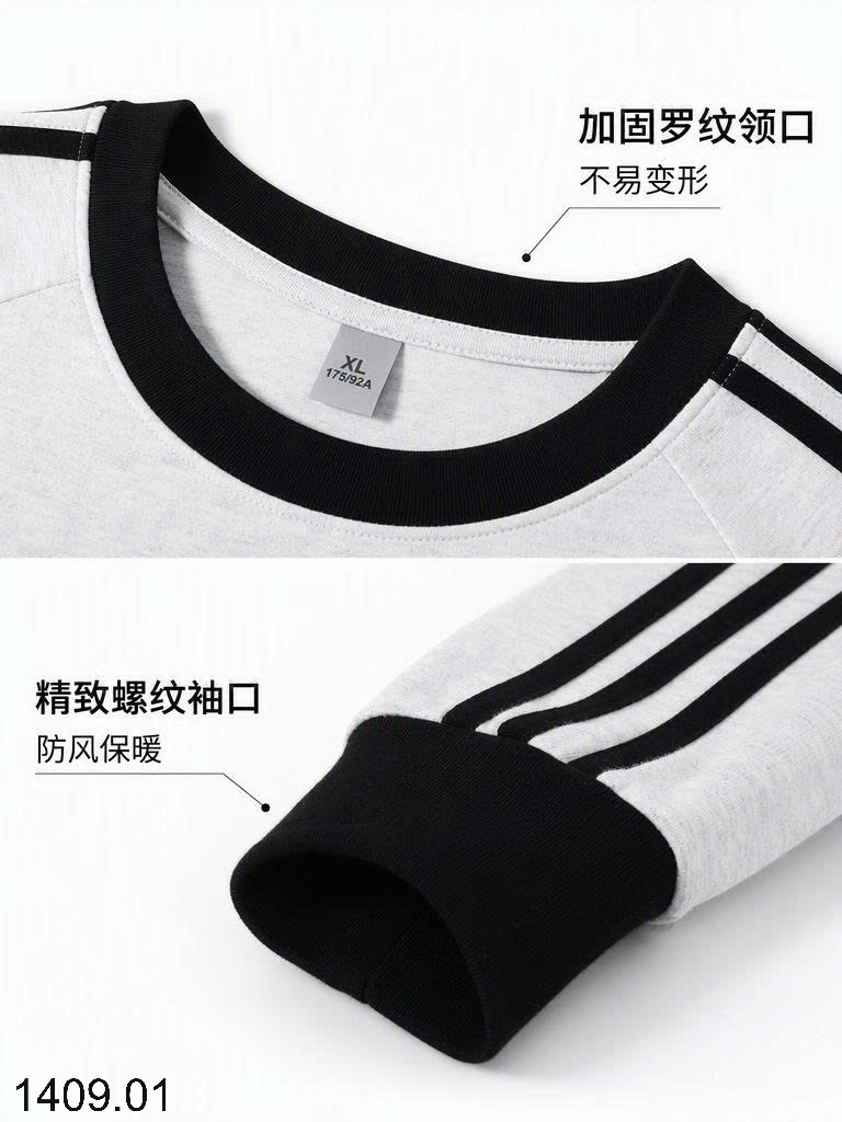 26HA1409.01 - ÁO THUN COTTON DÀI TAY 3 SỌC UNISEX