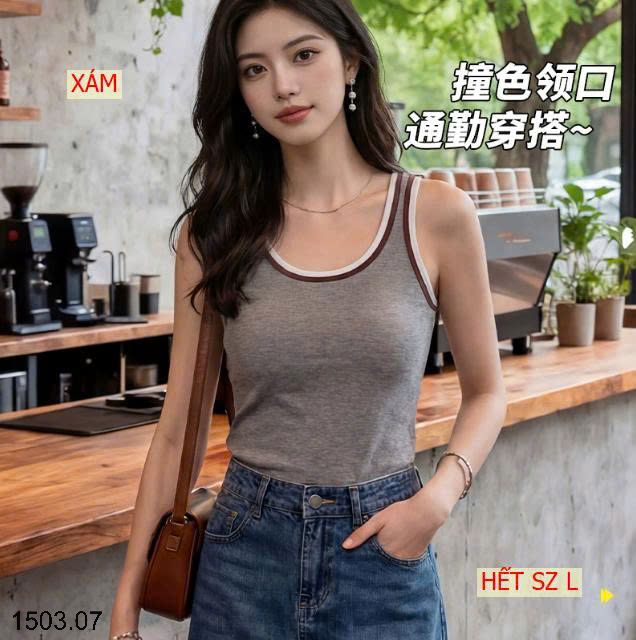 26HA1503.07 - ÁO BA LỖ VIỀN MÀU KÈM ĐỆM NGỰC