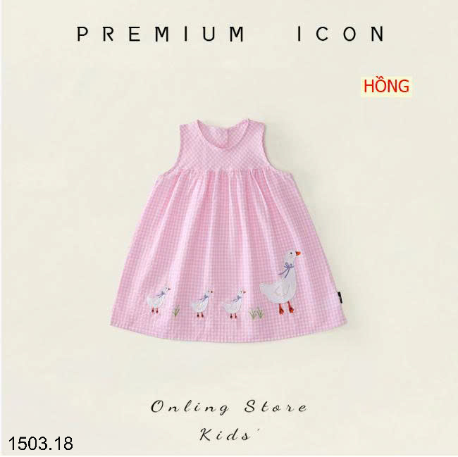 26HA1503.18 - VÁY KẺ HÌNH VỊT XINH PREMIUM CHO BÉ YÊU
