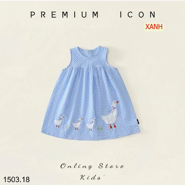 26HA1503.18 - VÁY KẺ HÌNH VỊT XINH PREMIUM CHO BÉ YÊU