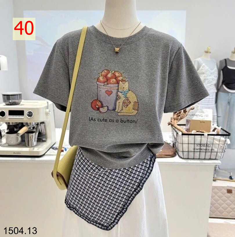 26HA1504.13 - ÁO PHÔNG COTTON HOẠT HÌNH CHO NỮ