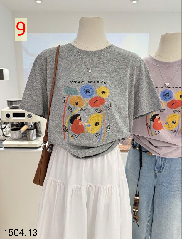 26HA1504.13 - ÁO PHÔNG COTTON HOẠT HÌNH CHO NỮ