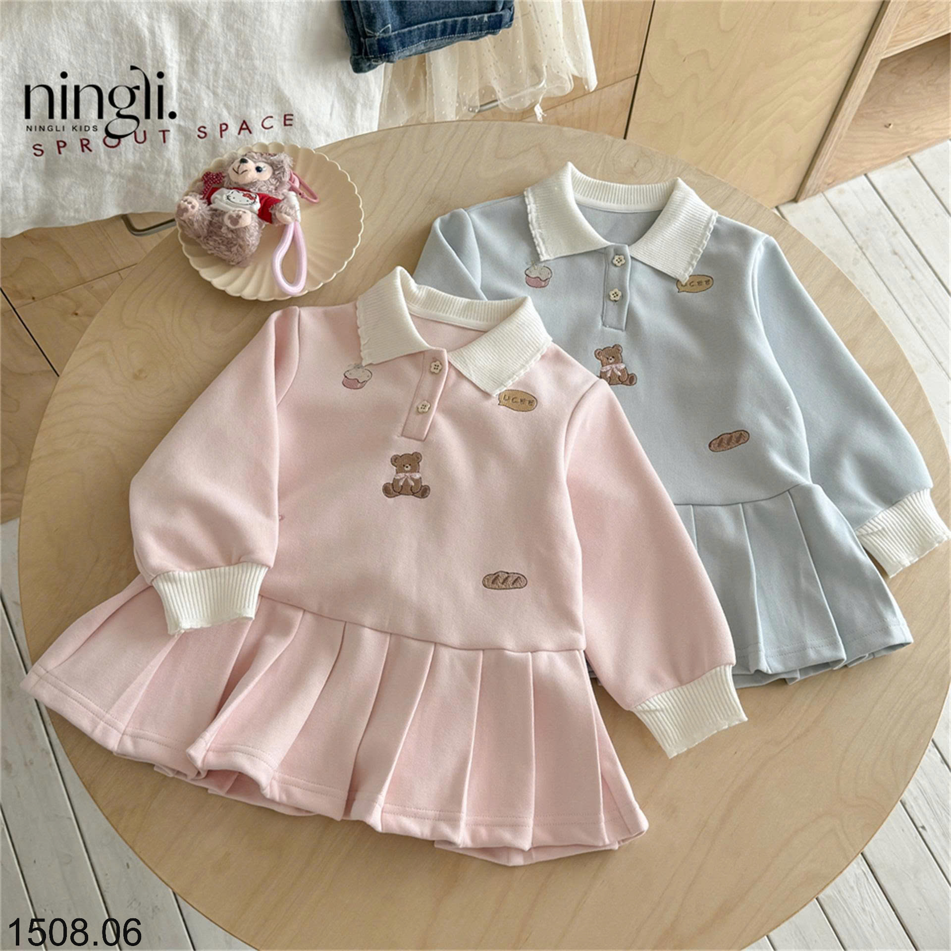 26HA1508.06 - VÁY CỔ POLO VIỀN BÈO NINGLI CHO BÉ