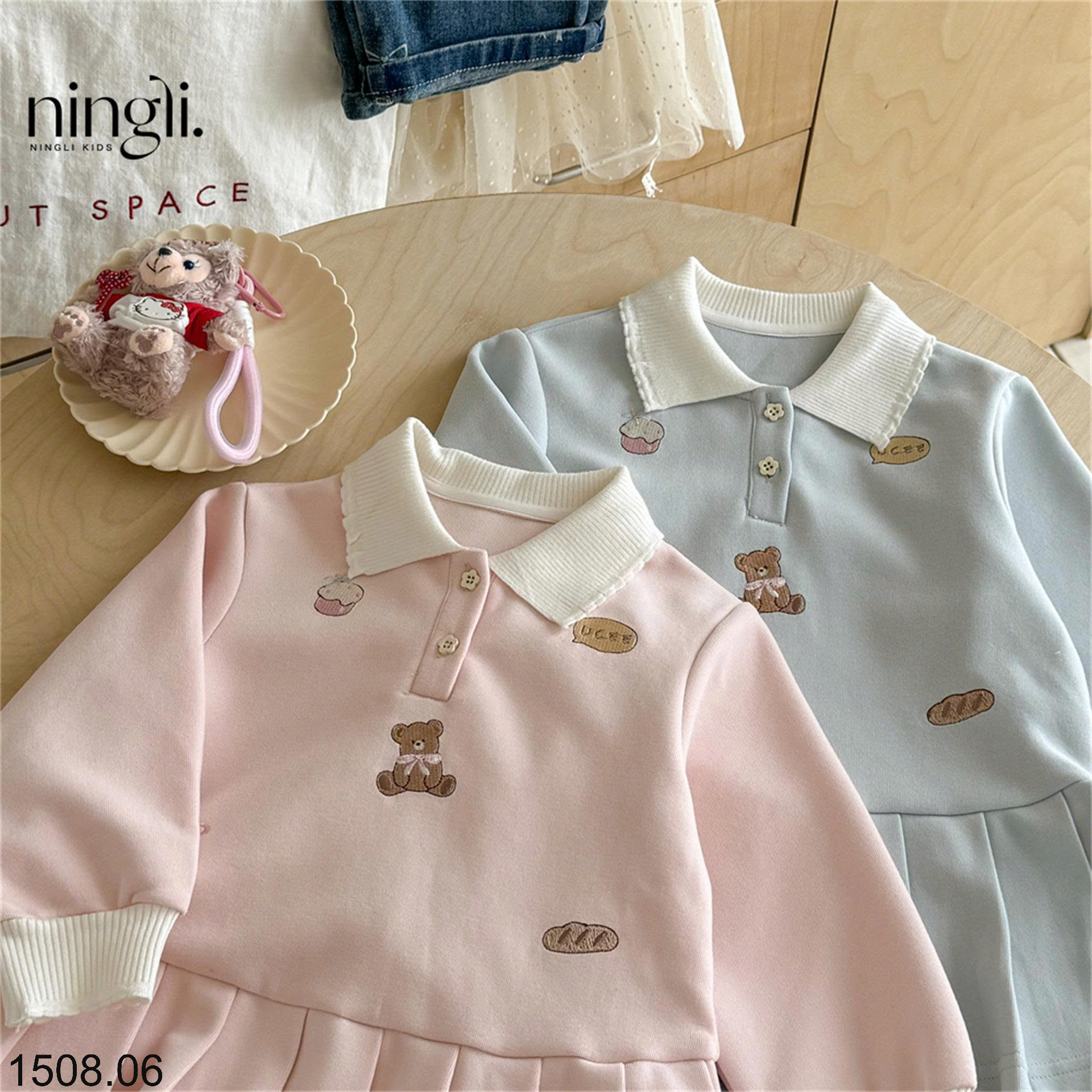 26HA1508.06 - VÁY CỔ POLO VIỀN BÈO NINGLI CHO BÉ