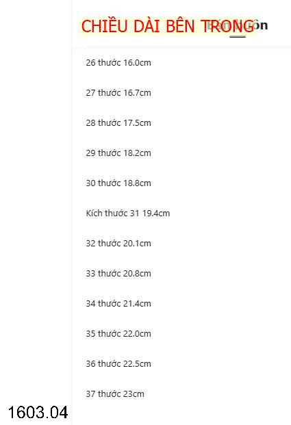 26HA1603.04 - GIÀY THOÁNG KHÍ BÉ GÁI