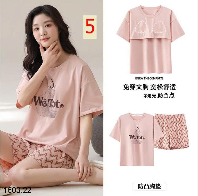 26HA1603.22 - BỘ COTTON NỮ MẶC NHÀ KÈM ĐỆM NGỰC