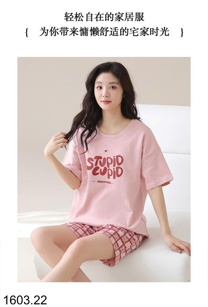 26HA1603.22 - BỘ COTTON NỮ MẶC NHÀ KÈM ĐỆM NGỰC