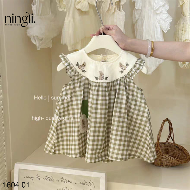 26HA1604.08- VÁY KẺ NINGLI BÉ GÁI