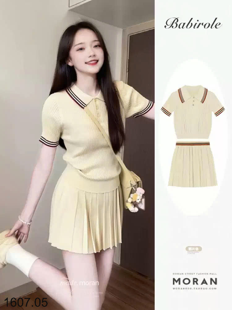 26HA1607.05 - SET VÁY XẾP LY ÁO POLO NHÀ MORAN