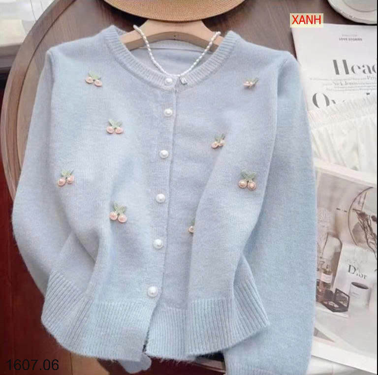 26HA1607.06 - CARDIGAN LEN CÚC NGỌC THÊU HOA